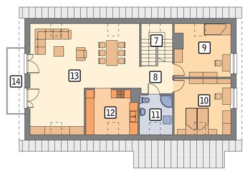 Rzut poddasza POW. 121,8 m²