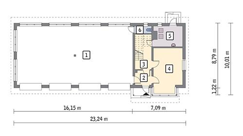 Rzut parteru POW. 176,0 m²