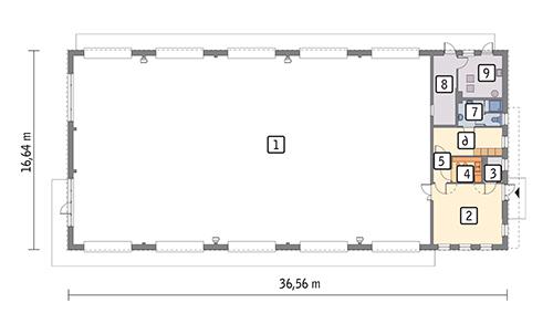 Rzut parteru lustro POW. 551,2 m²