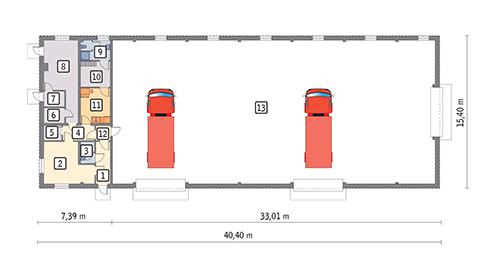 Rzut parteru POW. 558,0 m²