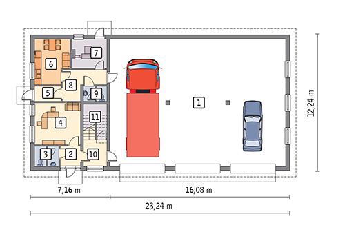 Rzut parteru POW. 235,3 m²