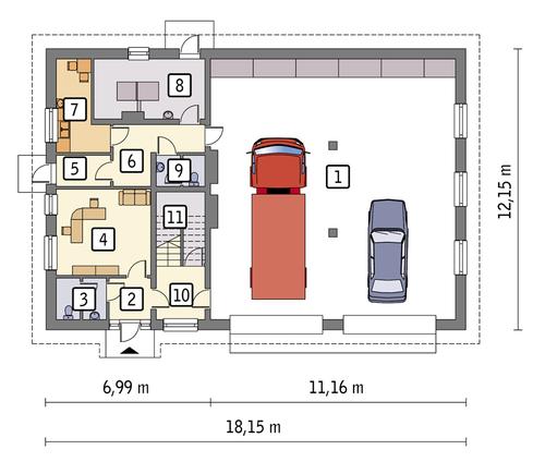 Rzut parteru POW. 182,3 m²