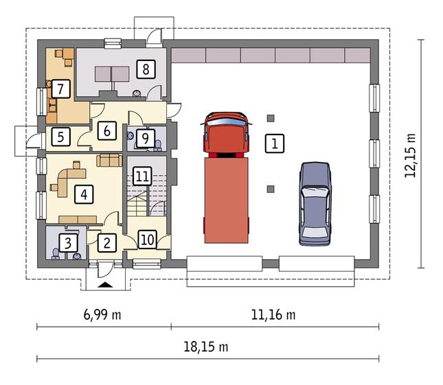 Rzut parteru POW. 182,3 m²