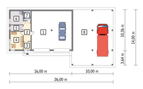 Rzut parteru POW. 278,5 m²