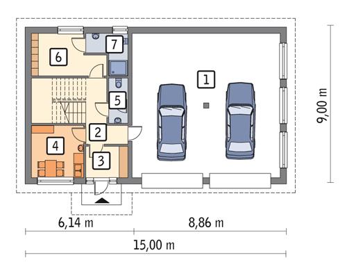 Rzut parteru POW. 104,1 m²