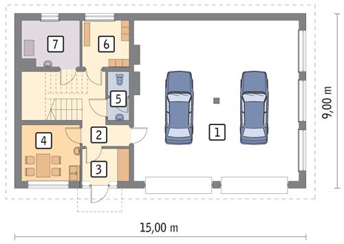 Rzut parteru POW. 109,9 m²