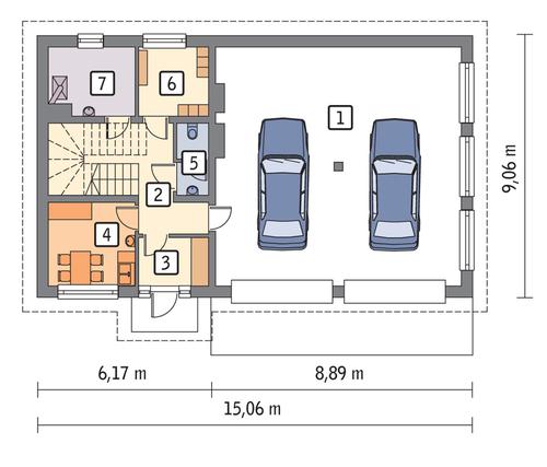 Rzut parteru POW. 109,9 m²