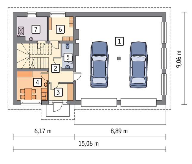 Rzut parteru POW. 109,9 m²
