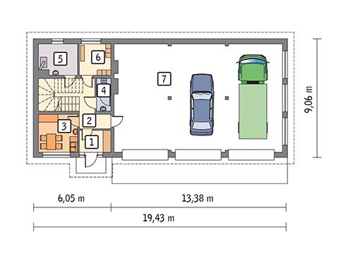 Rzut parteru POW. 145,8 m²