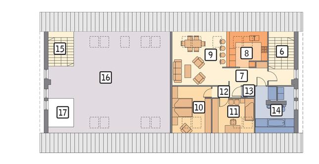 Rzut poddasza lustro POW. 243,4 m²