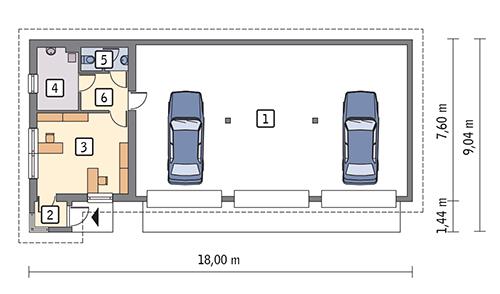 Rzut parteru POW. 116,4 m²