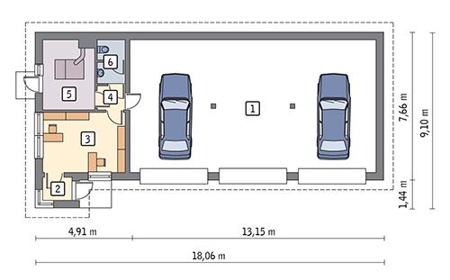 Rzut parteru POW. 115,9 m²