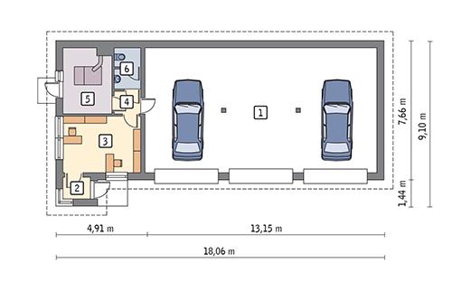 Rzut parteru POW. 115,9 m²