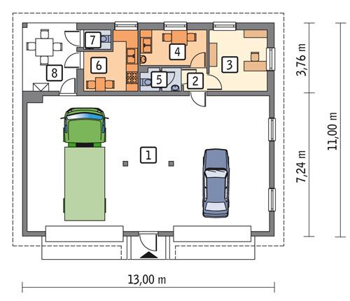 Rzut parteru POW. 112,7 m²