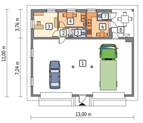Rzut parteru lustro POW. 112,7 m²