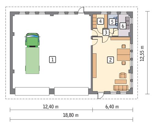 Rzut parteru POW. 204,0 m²