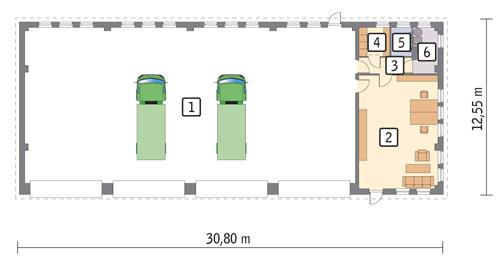 Rzut parteru POW. 341,8 m²
