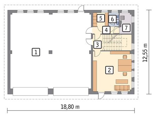 Rzut parteru POW. 197,8 m²