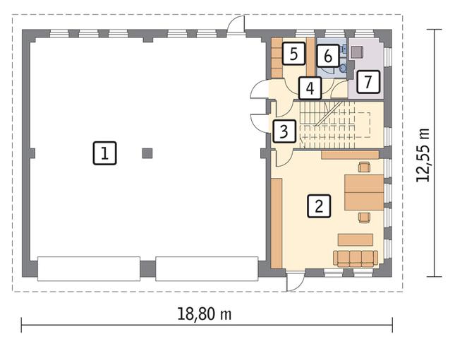 Rzut parteru POW. 197,8 m²