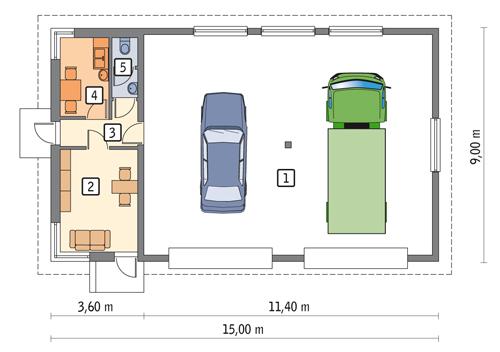 Rzut parteru POW. 113,8 m²