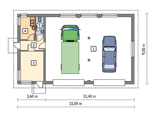 Rzut parteru POW. 113,7 m²