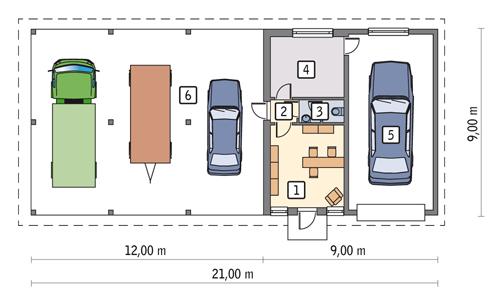 Rzut parteru POW. 64,6 m²
