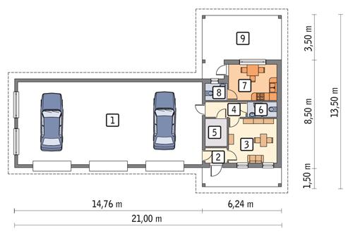 Rzut parteru POW. 130,6 m²