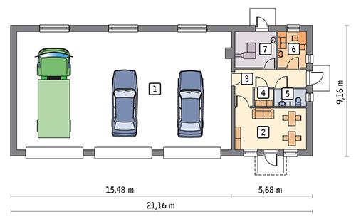 Rzut parteru POW. 161,8 m²