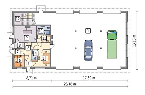 Rzut parteru POW. 296,5 m²