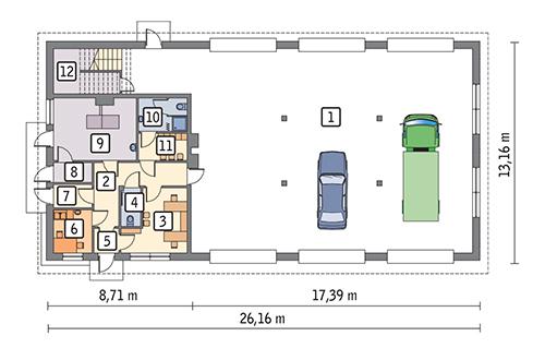 Rzut parteru POW. 296,5 m²