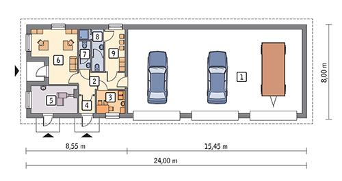 Rzut parteru POW. 156,8 m²