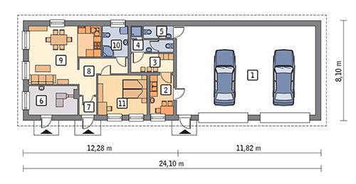 Rzut parteru POW. 157,1 m²