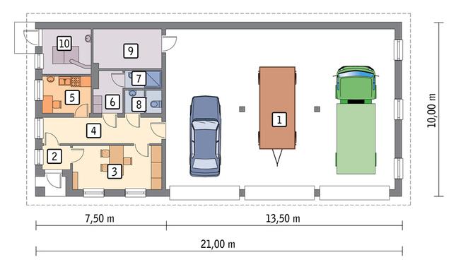 Rzut parteru POW. 174,9 m²