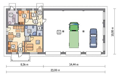 Rzut parteru POW. 203,7 m²