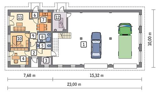 Rzut parteru POW. 187,4 m²