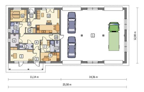 Rzut parteru POW. 255,6 m²