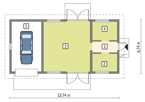 Rzut parteru POW. 78,1 m²