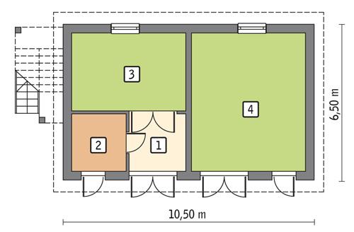Rzut parteru POW. 54,3 m²