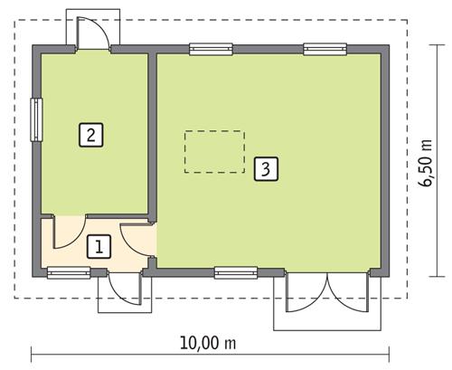 Rzut parteru POW. 54,8 m²