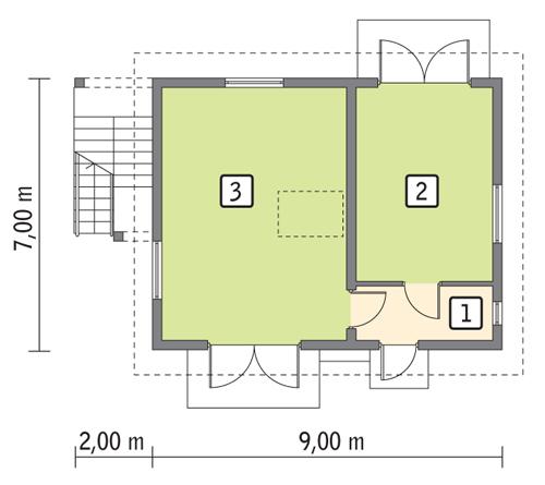 Rzut parteru lustro POW. 52,8 m²