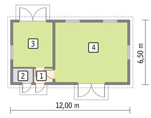 Rzut parteru POW. 66,4 m²