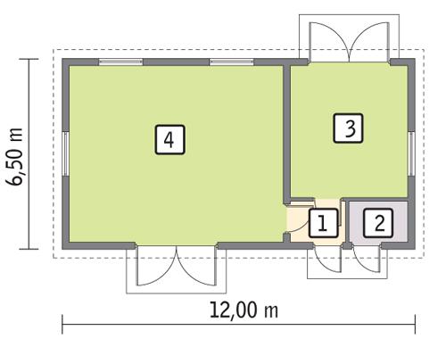 Rzut parteru lustro POW. 66,4 m²