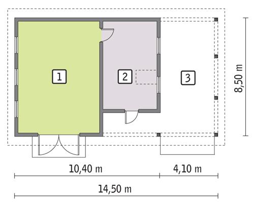 Rzut parteru POW. 70,3 m²