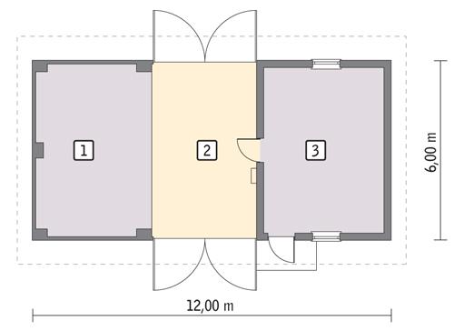 Rzut parteru POW. 64,1 m²