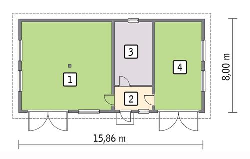 Rzut parteru POW. 110,4 m²