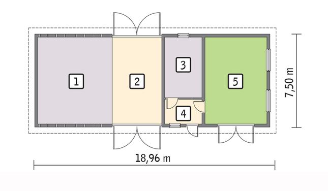 Rzut parteru POW. 124,7 m²