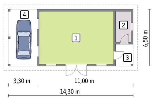 Rzut parteru POW. 56,9 m²