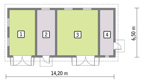 Rzut parteru POW. 77,2 m²