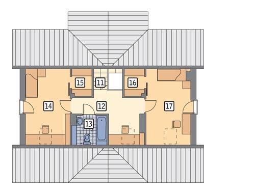 Rzut poddasza: II etap realizacji (45,2 m2 powierzchni użytkowej)