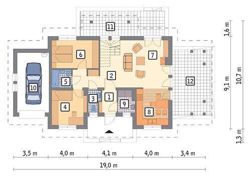 Rzut parteru POW. 96,1 m²